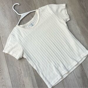 Brandy Melville Top pointelle ribbed crop womens White one size coquette casual